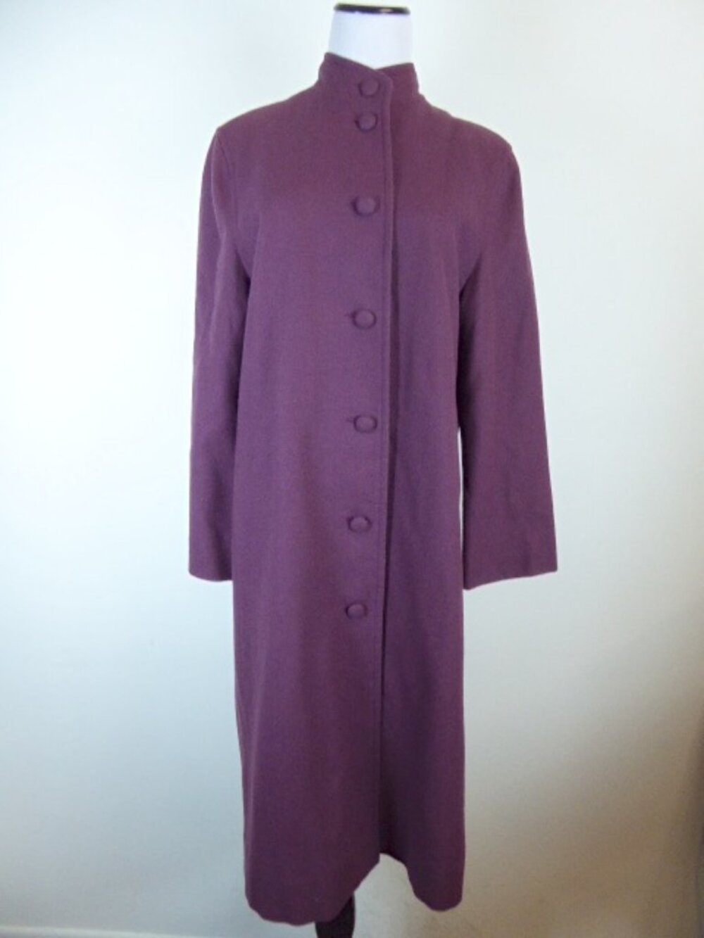 Asian VINTAGE CUSTOM MADE Mandarin wool PURPLE COAT m /L embroidered lining